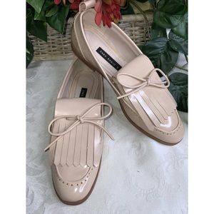 Zara Blush Patent Leather Embellished Loafers 9